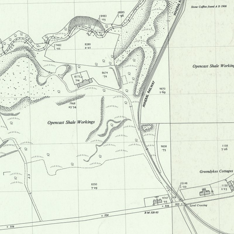 Broxburn: Greendykes (Bell) Oil Works - 1:2,500 OS map c.1954, courtesy National Library of Scotland
