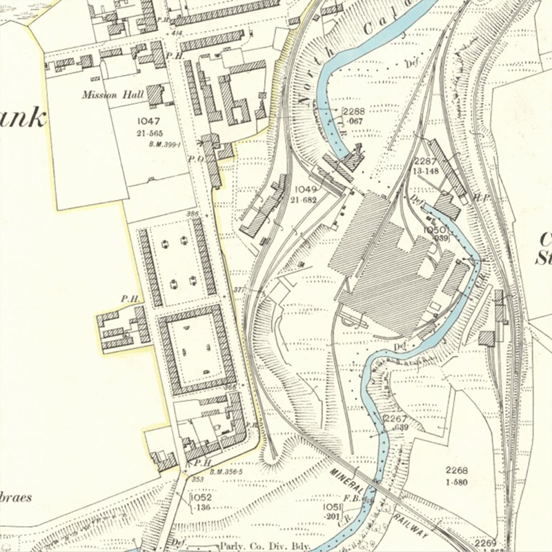 Calderbank Oil Works - 25" OS map c.1895, courtesy National Library of Scotland