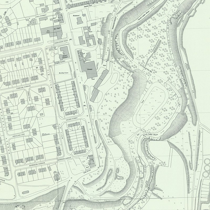 Calderbank Oil Works - 1:2,500 OS map c.1959, courtesy National Library of Scotland
