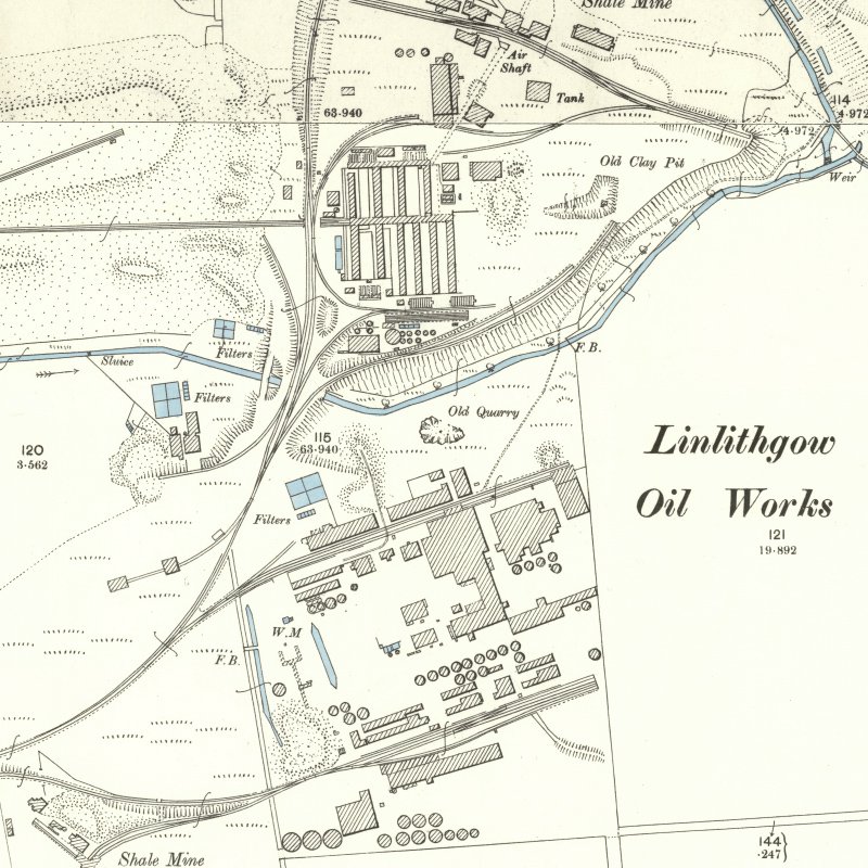 Champfleurie (Linlithgow) Oil Works - 25" OS map c.1895, courtesy National Library of Scotland