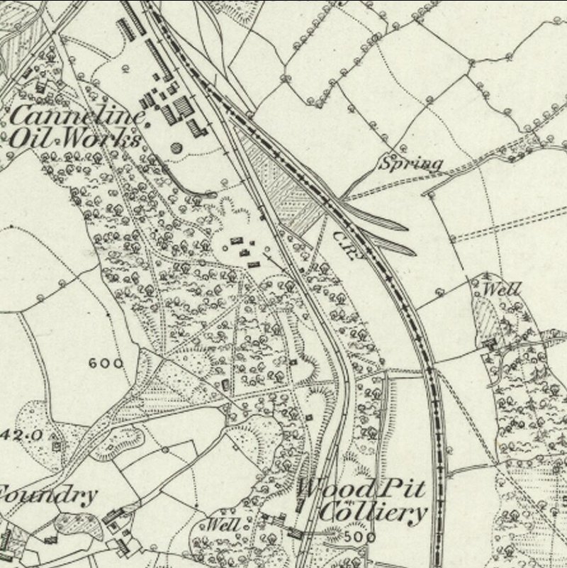 Coed-Talon Oil Works - 6" OS map c.1872, courtesy National Library of Scotland