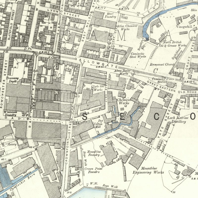 Crownpoint Oil Works - 25" OS map c.1898, courtesy National Library of Scotland