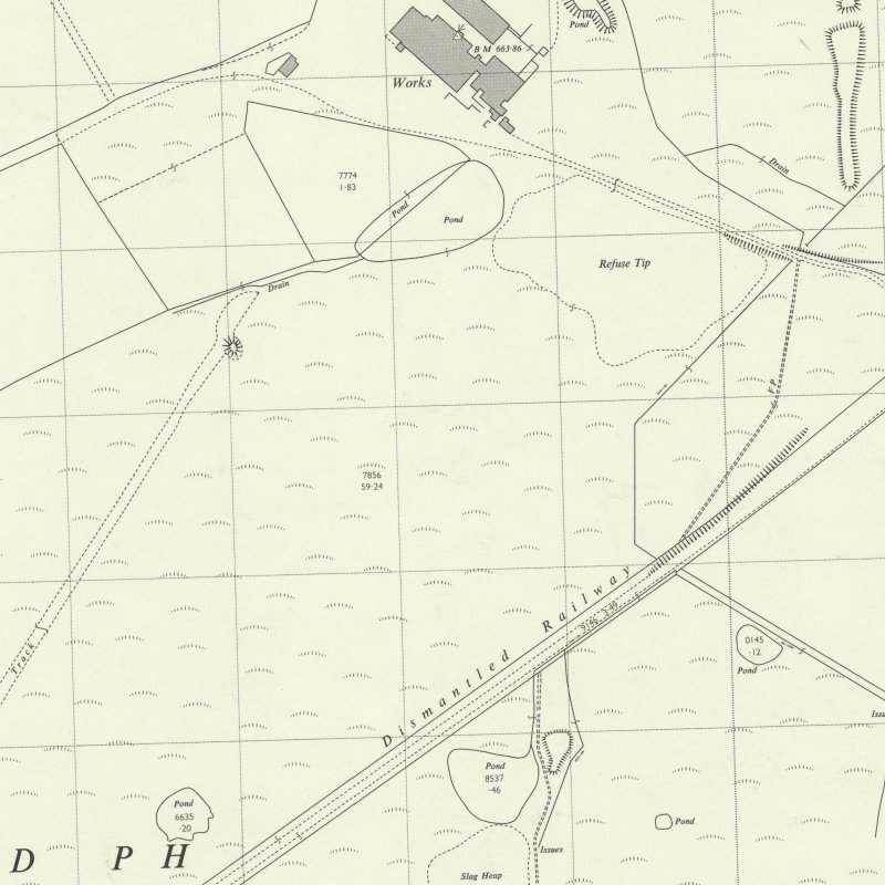 Drumgray Oil Works - 1:2,500 OS map c.1964, courtesy National Library of Scotland