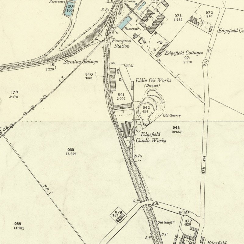 Edgefield Candle & Eldin Oil Works - 25" OS map c.1894, courtesy National Library of Scotland
