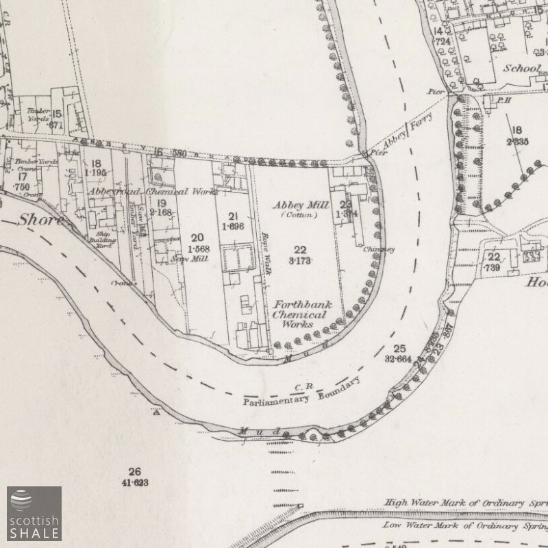 Forthbank Oil Works - 25" OS map c.1860, courtesy National Library of Scotland