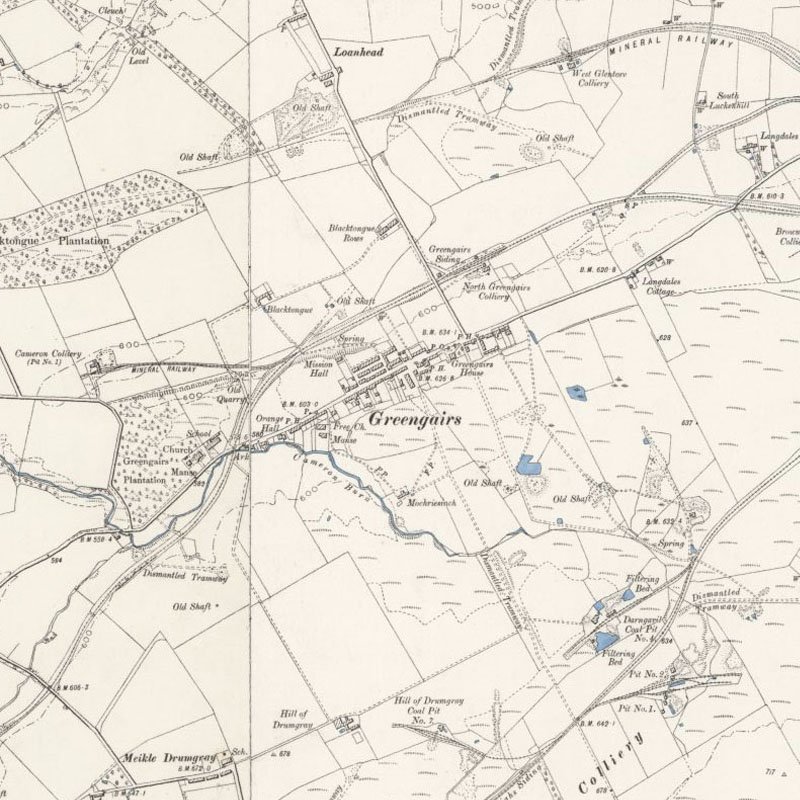 Greengairs Oil Works - 25" OS map c.1895, courtesy National Library of Scotland