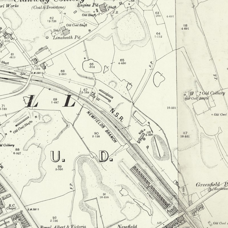 Greenfield Oil Works, 25" OS map c.1898, courtesy National Library of Scotland