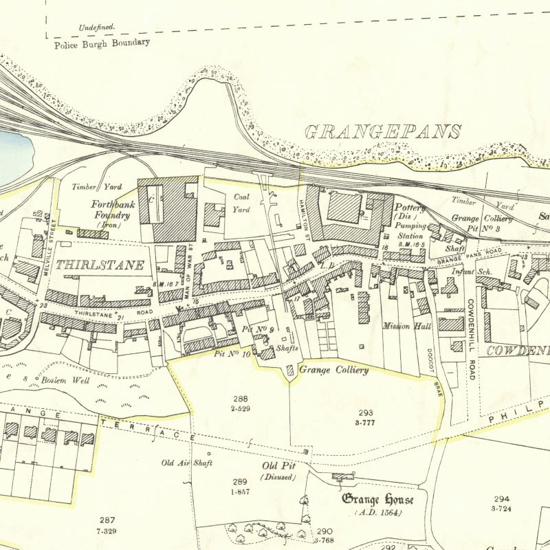 Grangepans (aka Thirlestane) Oil Works - 25" OS map c.1895, courtesy National Library of Scotland