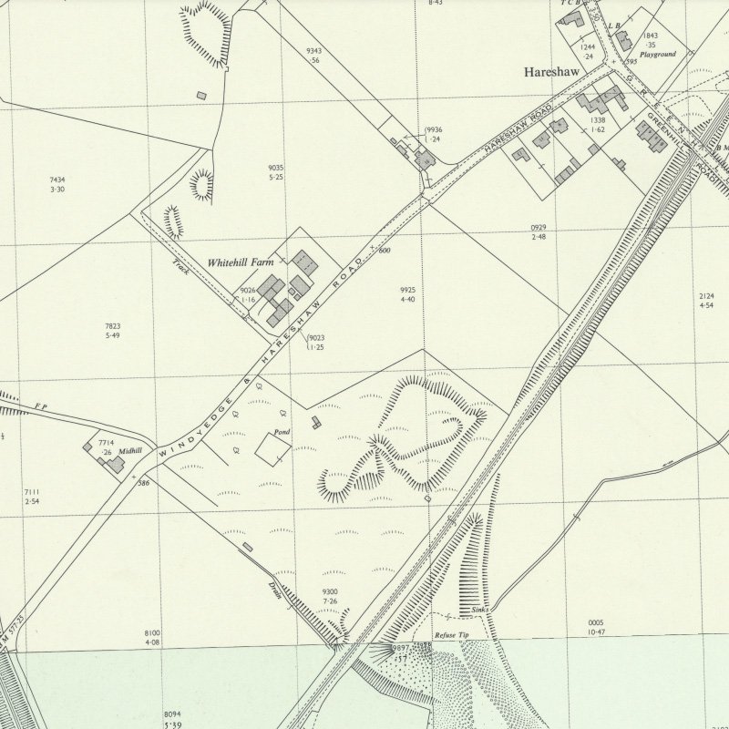 Hareshaw Oil Works - 1:2,500 OS map c.1963, courtesy National Library of Scotland