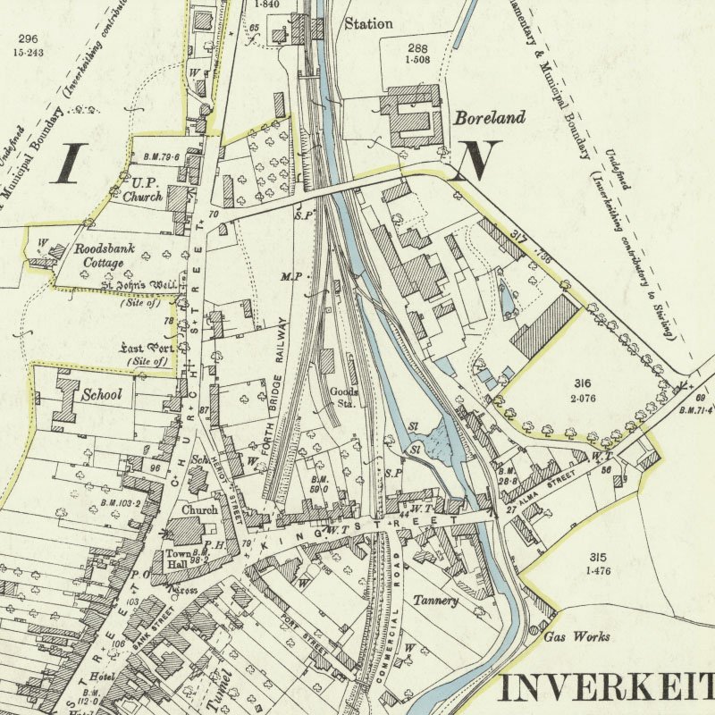 Inverkeithing Oil Works - 25" OS map c.1896, courtesy National Library of Scotland