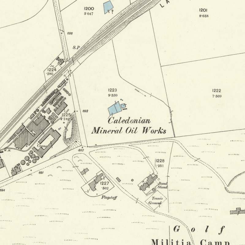 Lanark (aka Lanarkmoor) Oil Works - 25" OS map c.1887, courtesy National Library of Scotland