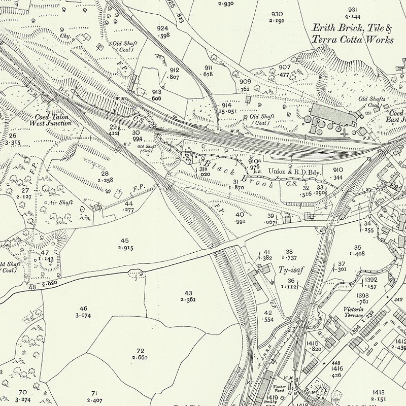 Leeswood Vale Oil Works - 6" OS map c.1912, courtesy National Library of Scotland