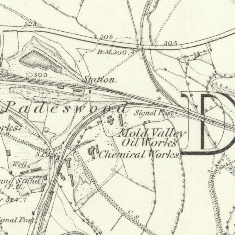 Mold Valley Oil Works - 6" OS map c.1871, courtesy National Library of Scotland