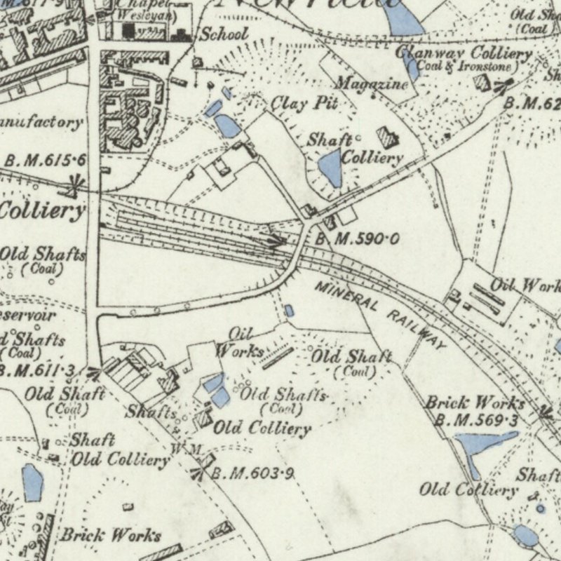 Newfield Oil Works, 6" OS map c.1878, courtesy National Library of Scotland