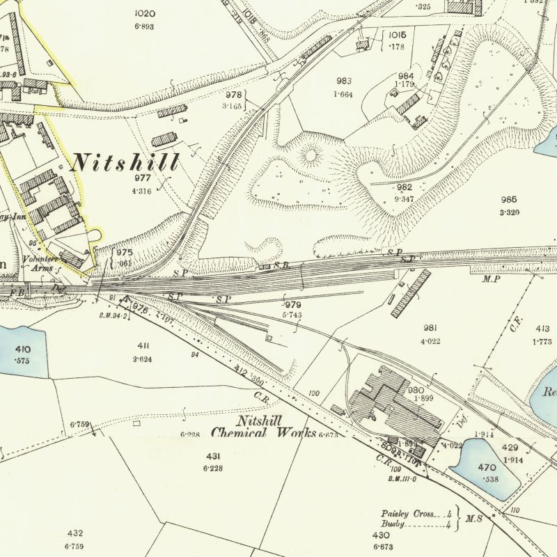 Nitshill Paraffin Oil Works - 25" OS map c.1897, courtesy National Library of Scotland