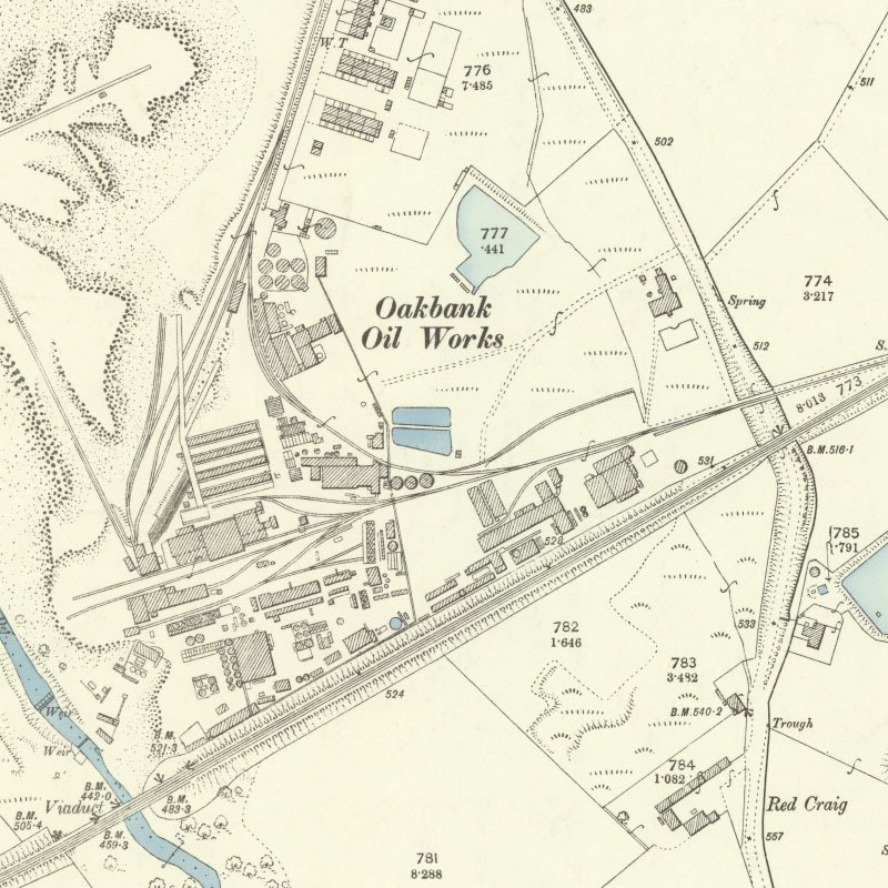 Oakbank Oil Works - 25" OS map c.1895, courtesy National Library of Scotland