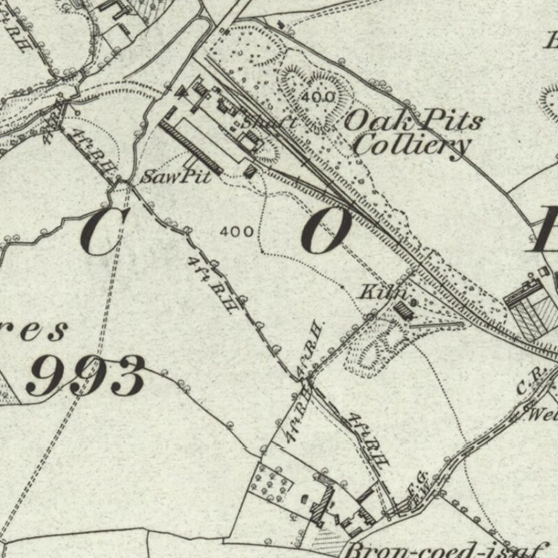 Oak Pits Oil Works - 6" OS map c.1871, courtesy National Library of Scotland