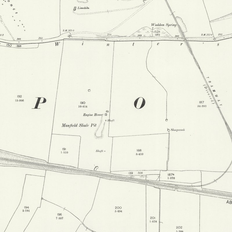 Portesham Shale Mines - 25" OS map c.1902, courtesy National Library of Scotland