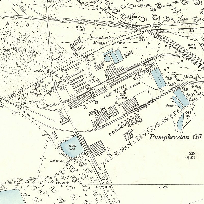 Pumpherston Oil Works - 25" OS map c.1897, courtesy National Library of Scotland