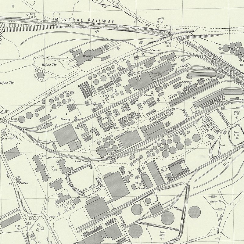 Pumpherston Oil Works - 1:2,500 OS map c.1963, courtesy National Library of Scotland