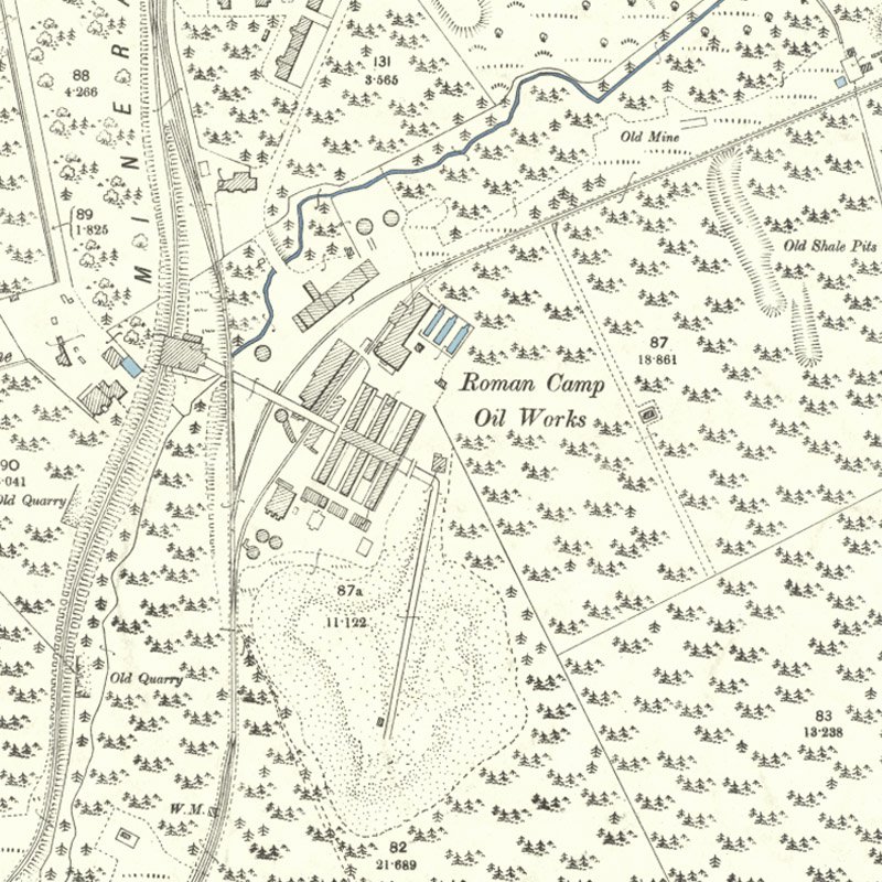 Roman Camp Oil Works - 25" OS map c.1897, courtesy National Library of Scotland
