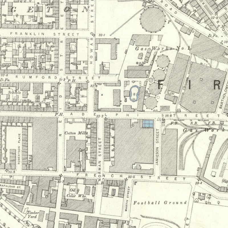 Rumford Street Oil Works - 25" OS map c.1892, courtesy National Library of Scotland