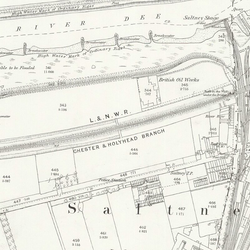 British Oil Works, Saltney - 25" OS map c.1875, courtesy National Library of Scotland