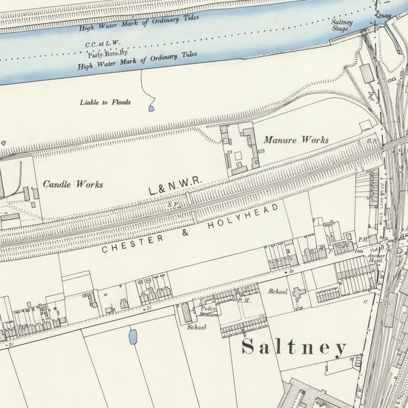 British Oil Works, Saltney - 25" OS map c.1899, courtesy National Library of Scotland