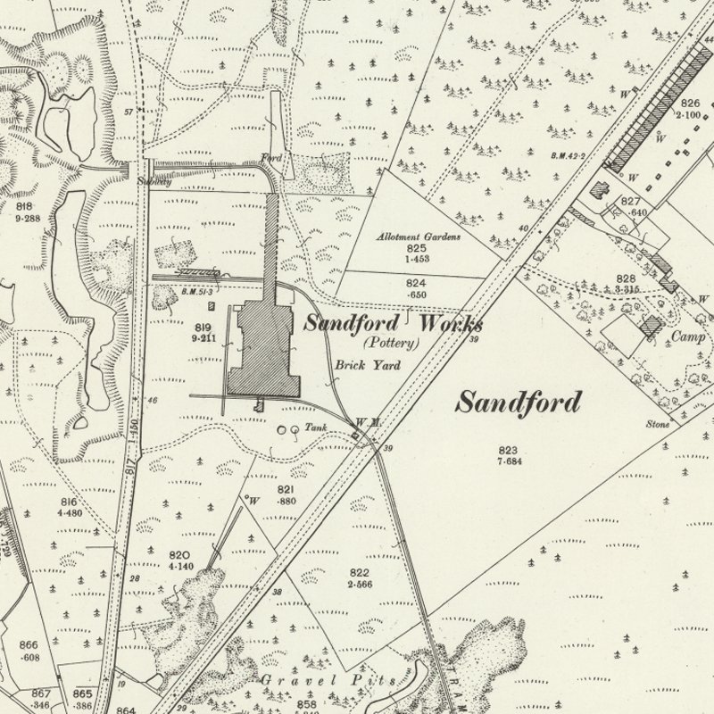 Sandford Oil Works - 25" OS map c.1901, courtesy National Library of Scotland