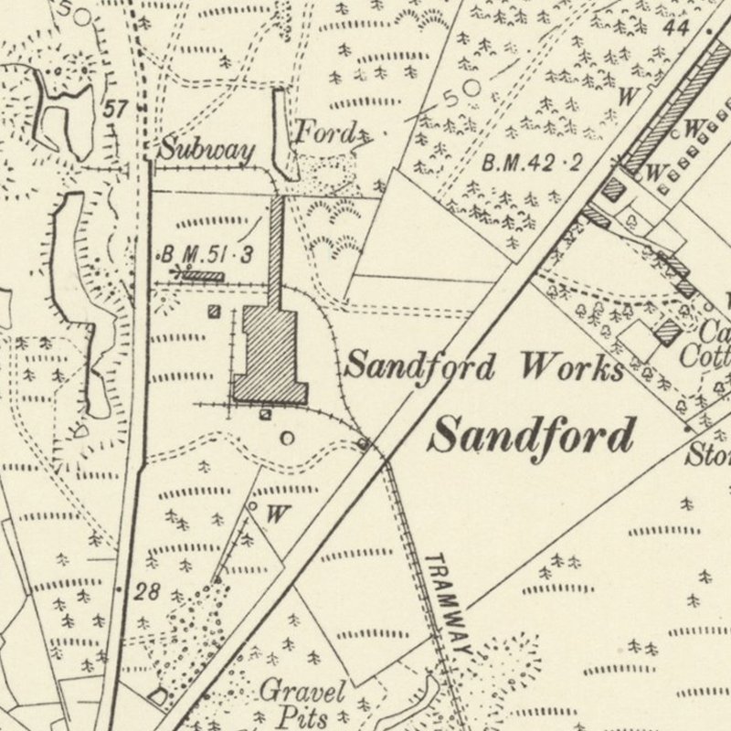 Sandford Oil Works - 6" OS map c.1902, courtesy National Library of Scotland