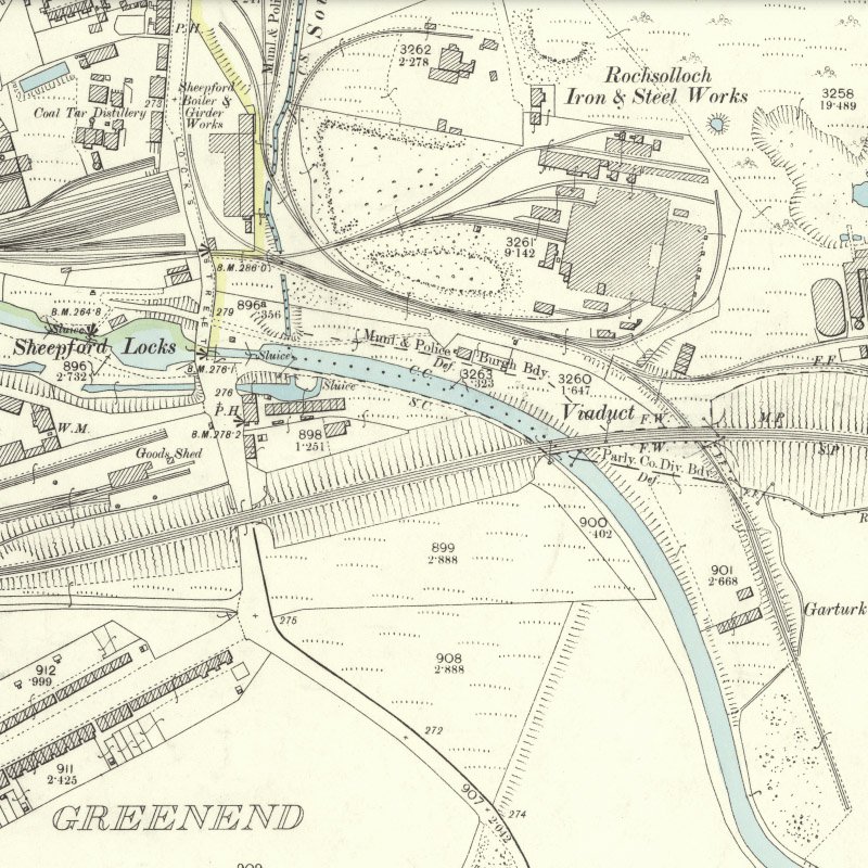 Sheepford Locks Oil Works - 25" OS map c.1898, courtesy National Library of Scotland