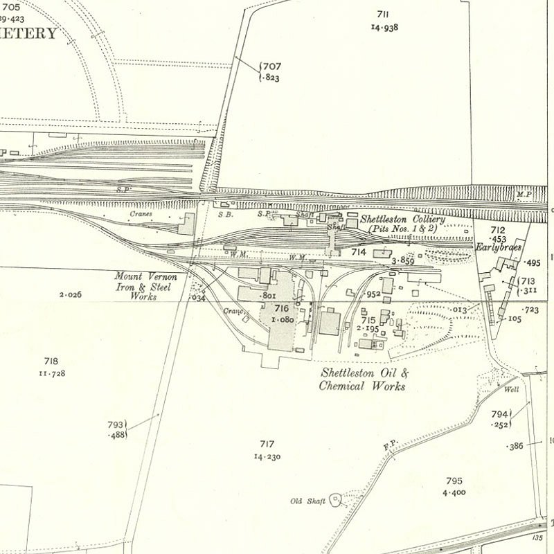 Shettleston Chemical & Oil Works - 25" OS map c.1912, courtesy National Library of Scotland