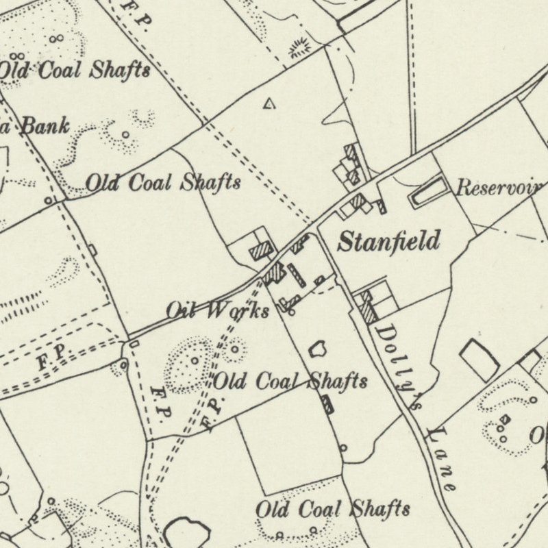 Stanfield Oil Works, 6" OS map c.1898, courtesy National Library of Scotland