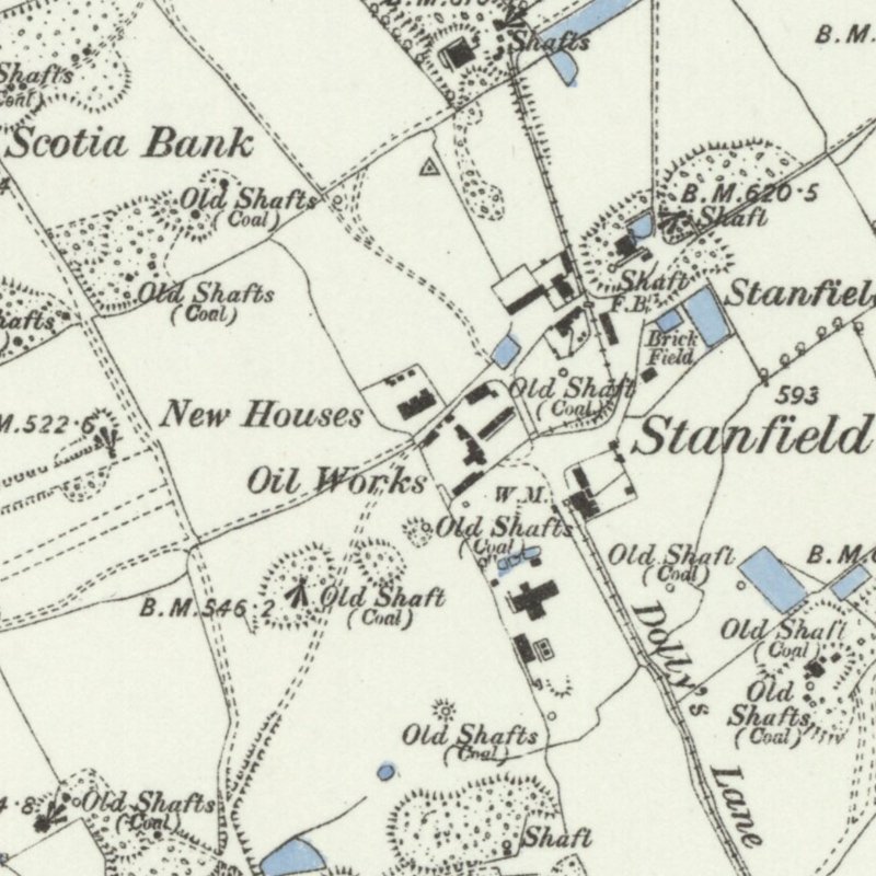 Stanfield Oil Works, 6" OS map c.1876, courtesy National Library of Scotland