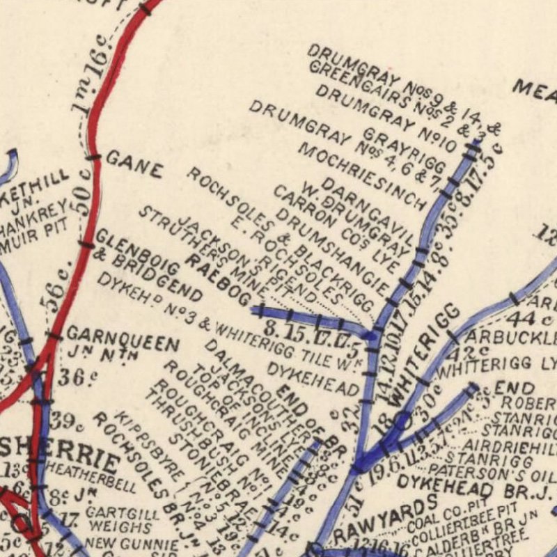 Stand Oil Works - Airley's railway map c.1875, courtesy National Library of Scotland