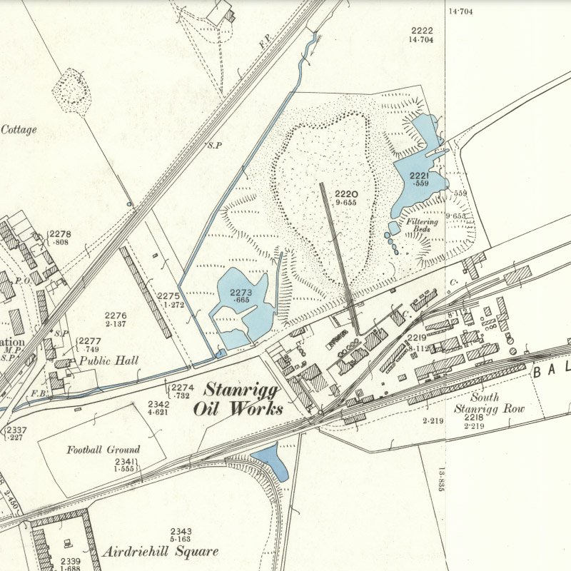 Stanrigg Oil Works - 25" OS map c.1898, courtesy National Library of Scotland