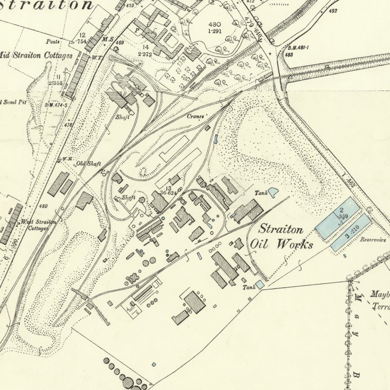 Straiton Oil Works - 25" OS map c.1894, courtesy National Library of Scotland