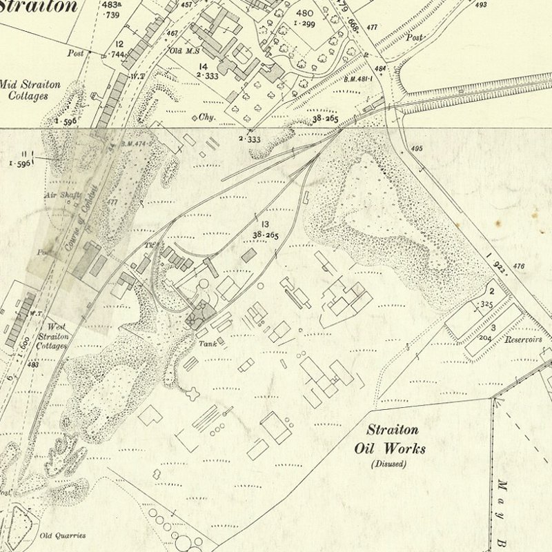 Straiton Oil Works - 25" OS map c.1907, courtesy National Library of Scotland