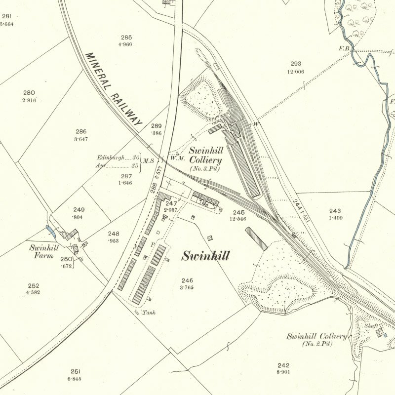 Swinehill Oil Works - 25" OS map c.1896, courtesy National Library of Scotland