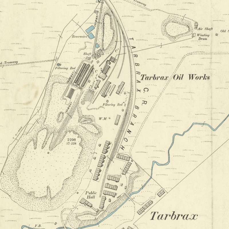 Tarbrax Oil Works - 25" OS map c.1898, courtesy National Library of Scotland