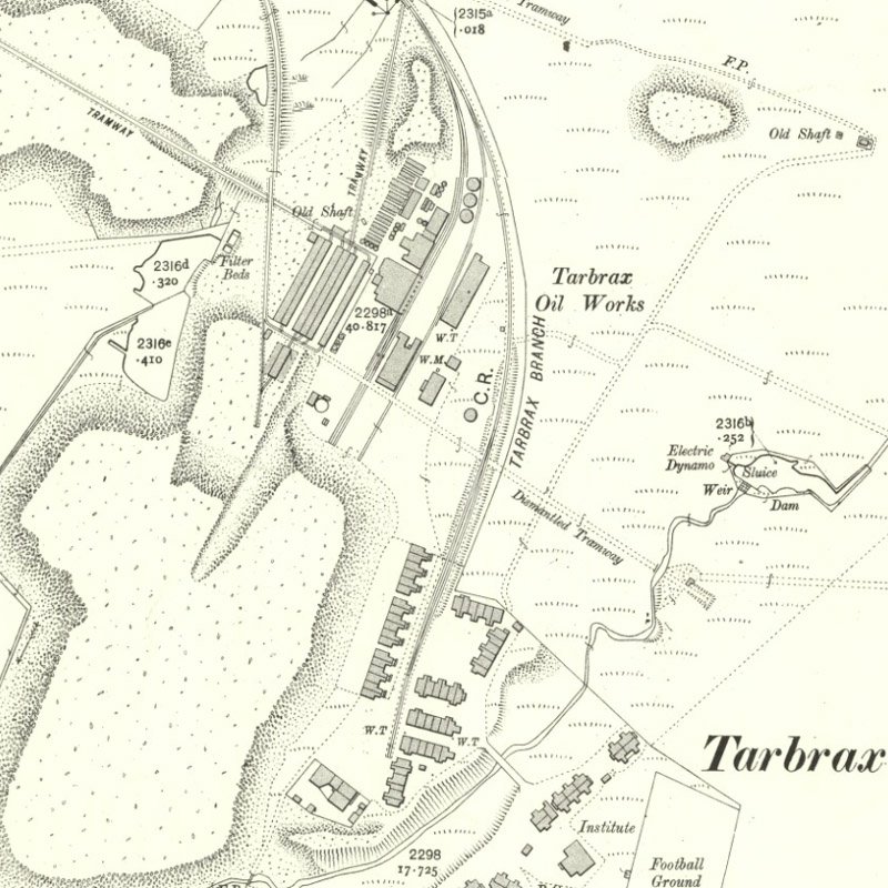 Tarbrax Oil Works - 25" OS map c.1911, courtesy National Library of Scotland