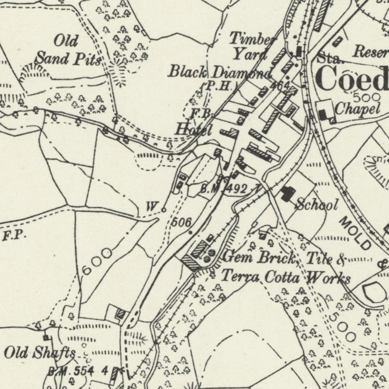 Tryddyn Oil Works - 6" OS map c.1898, courtesy National Library of Scotland