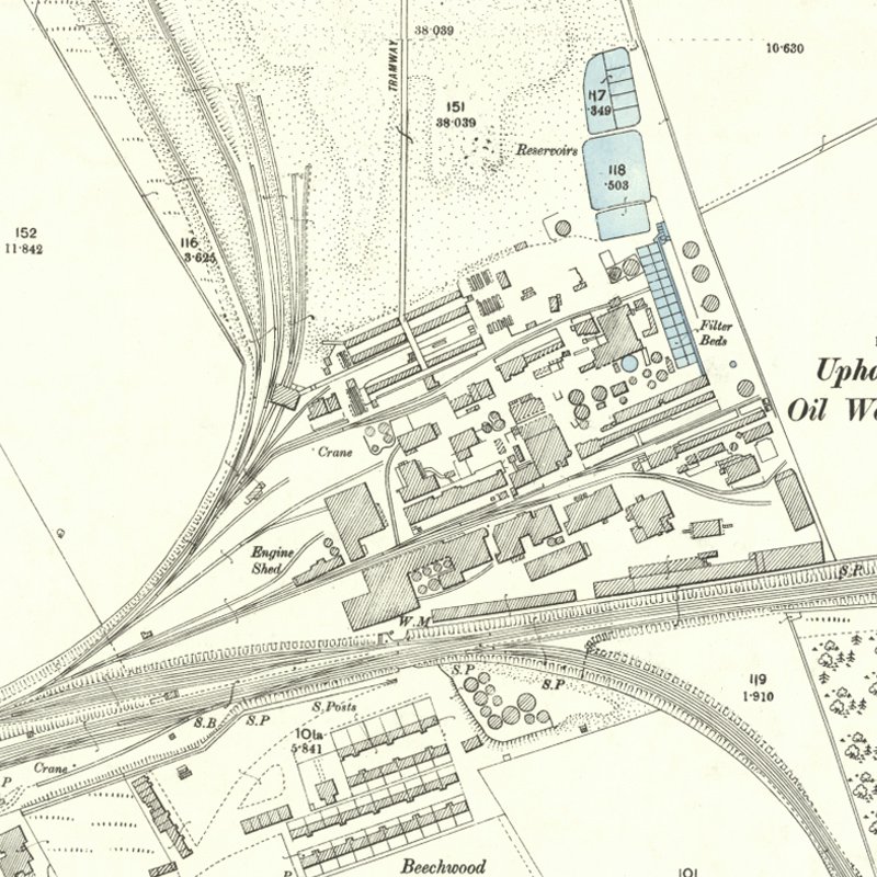 Uphall Oil Works - 25" OS map c.1897, courtesy National Library of Scotland