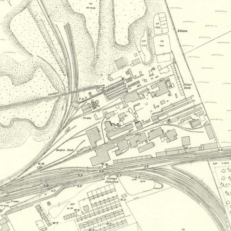 Uphall Oil Works - 25" OS map c.1917, courtesy National Library of Scotland