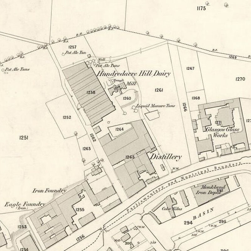 Vulcan Oil Works - 25" OS map c.1858, courtesy National Library of Scotland