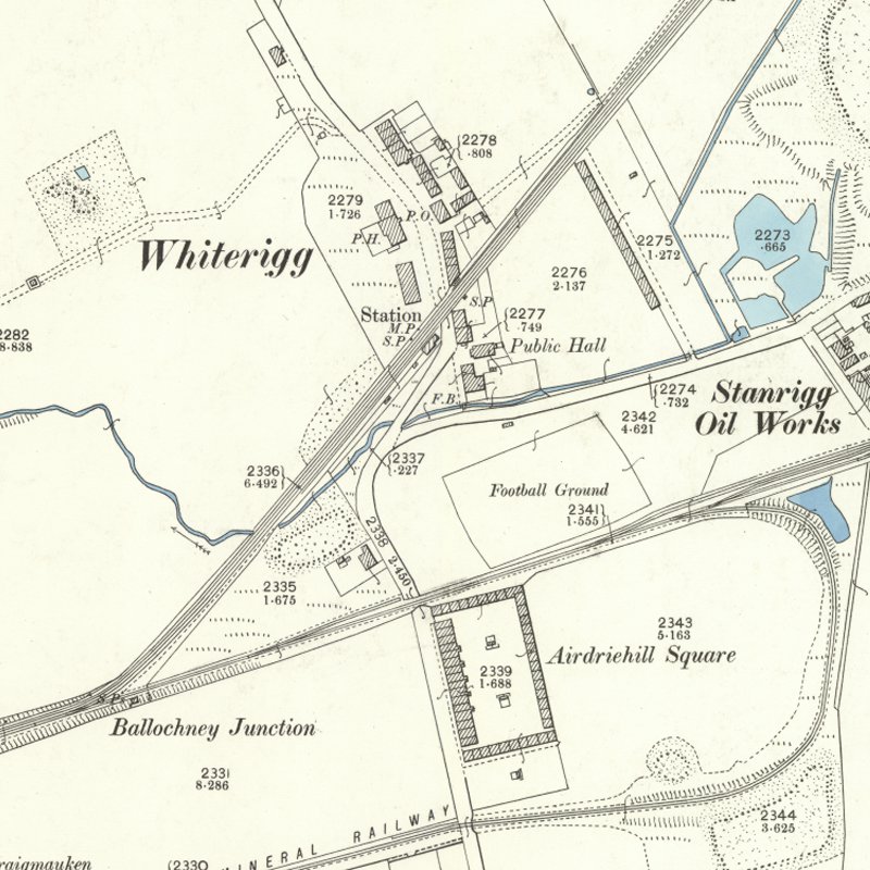 Whiterigg Oil Works (aka Craigmauken Chemical Works) - 25" OS map 1898, courtesy National Library of Scotland