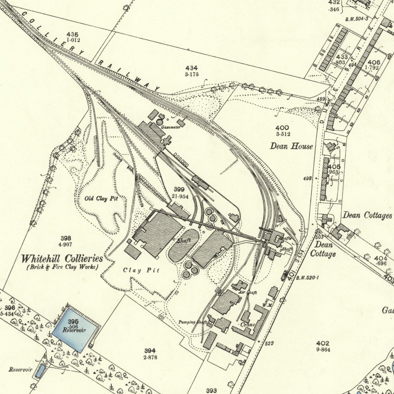 Whitehill Oil Works (Rosewell) - 25" OS map c.1893, courtesy National Library of Scotland